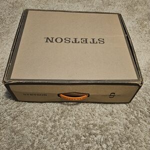 Stetson Brown Hat Box with Orange Handle